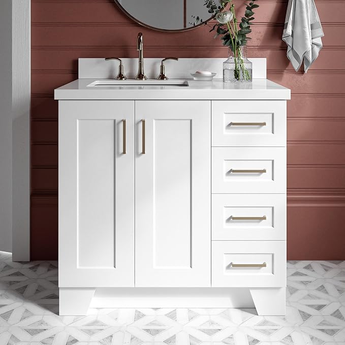 ARIEL Taylor 37 Inch White Bathroom Vanity - Image 2