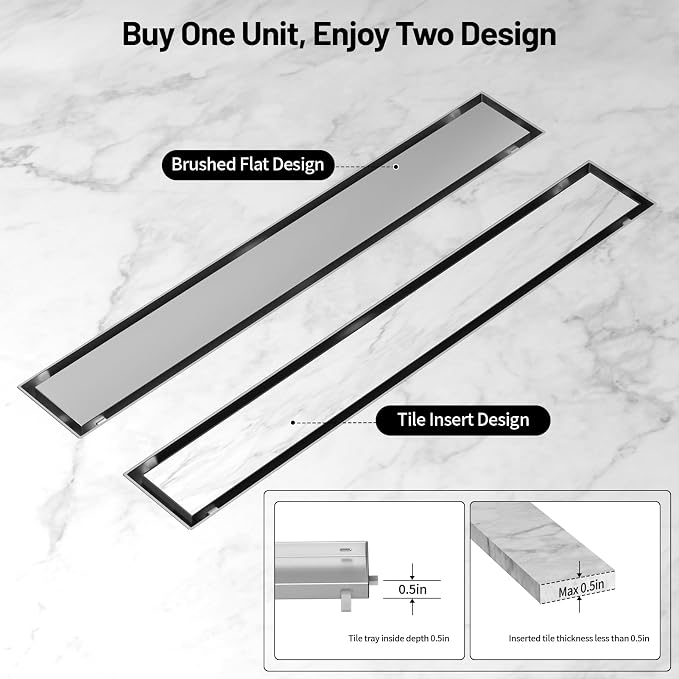 Linear Shower Drain, 304 Stainless Steel - Image 9