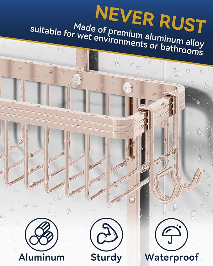 YASONIC Shower Caddy Hanging, Never Rust Shower Organizer Hanging, Aluminum - Image 4