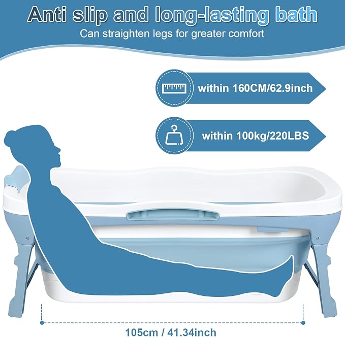 Portable Bathtub for Adult, Ergonomically Designed Pop up Bathtub, For the - Image 8