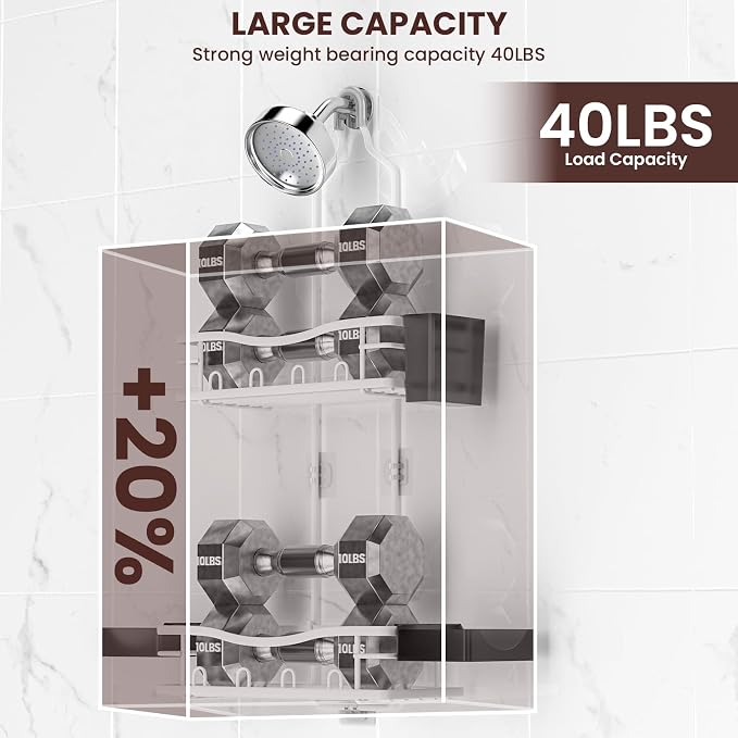 REINHARDT Shower Caddy Hanging, Rustproof Shower Caddy Anti-Swing Shower - Image 3