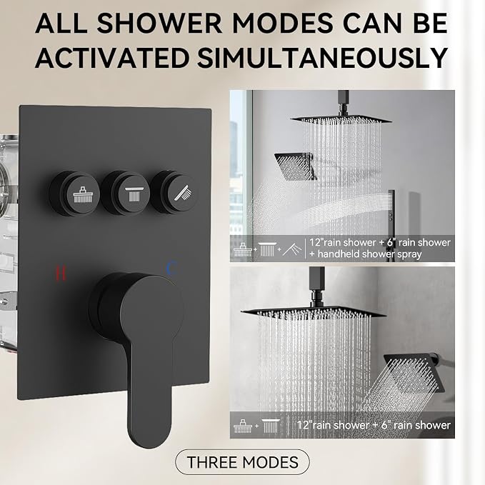 Shower Faucet Set, Ceiling Mount Dual Head Can Run All Together - Image 3