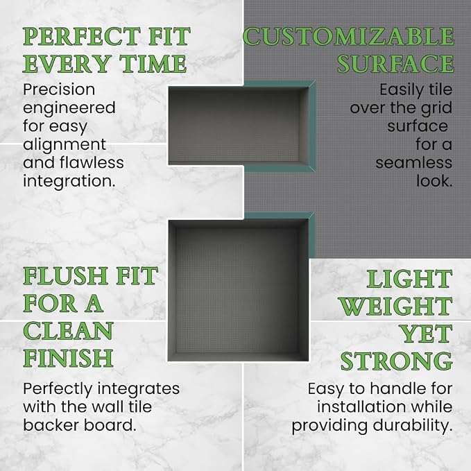 Shower Niche Insert Tile Ready, Recessed Wall Niche, Shower Inserts Kit - Image 4