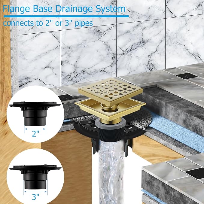 4 Inch Square Shower Floor Drain - Image 4