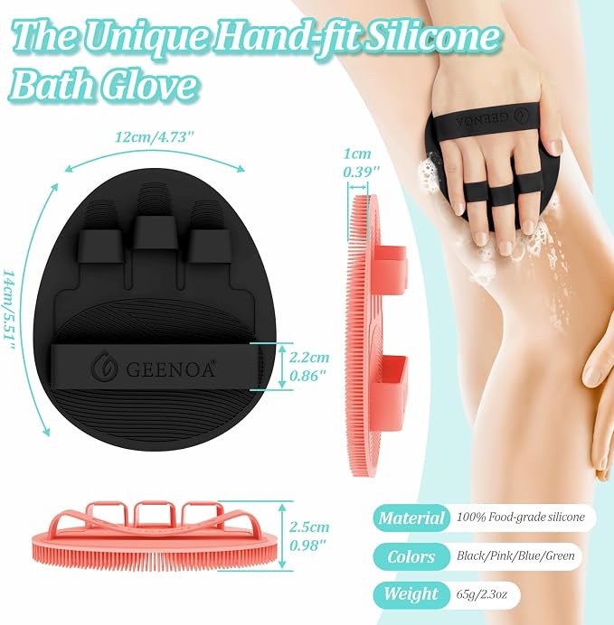 Soft Silicone Bath Gloves 4PC, 360° Anti-slip & Enlarged Silicone Body Scrubber - Image 2