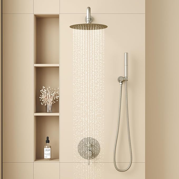 BESy Shower System with 10 Inch Round Rain Shower Head and Handheld Wall Mounted - Image 2