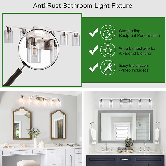6-Light Bathroom Light Fixtures, Vanity - Image 3
