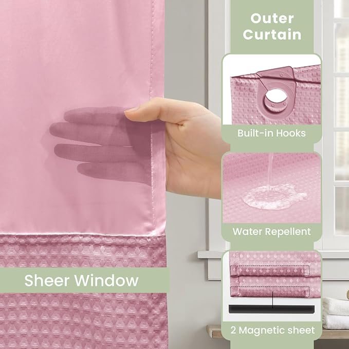 Inhousolu No Hook Shower Curtain - Image 4