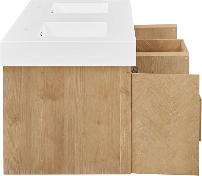 72 Inch Floating Sink Bathroom Vanity Wall Mount Double Vanities Overflow - Image 9
