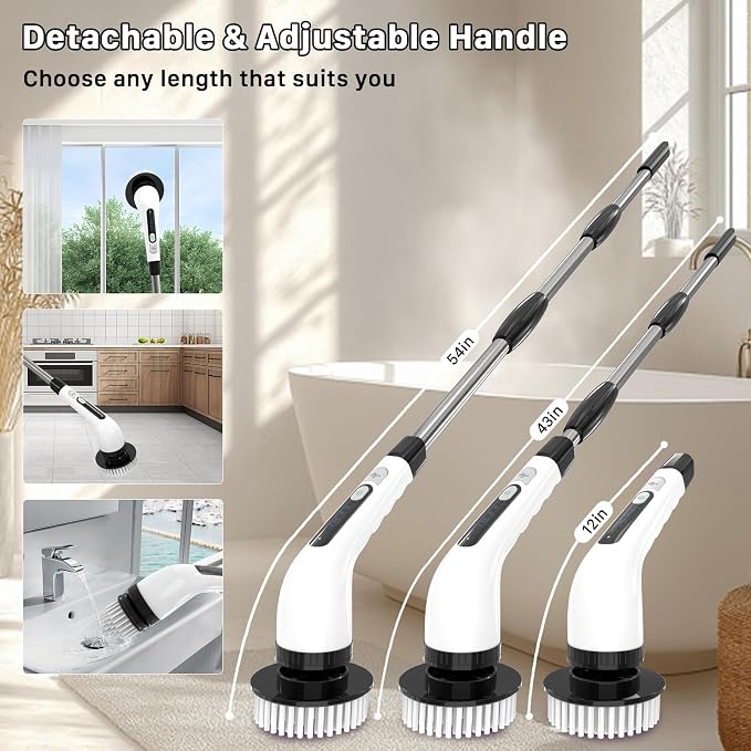 Electric Spin Scrubber, Cordless Cleaning Brush, Shower Scrubber - Image 2