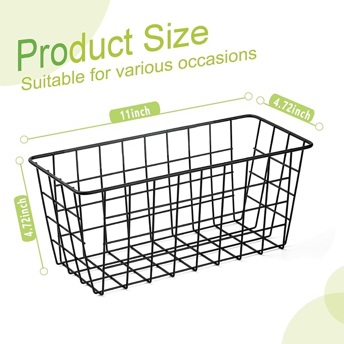 2 Pack Hanging Kitchen Baskets, Adhesive Wire Wall Storage Basket, No Drilling - Image 2