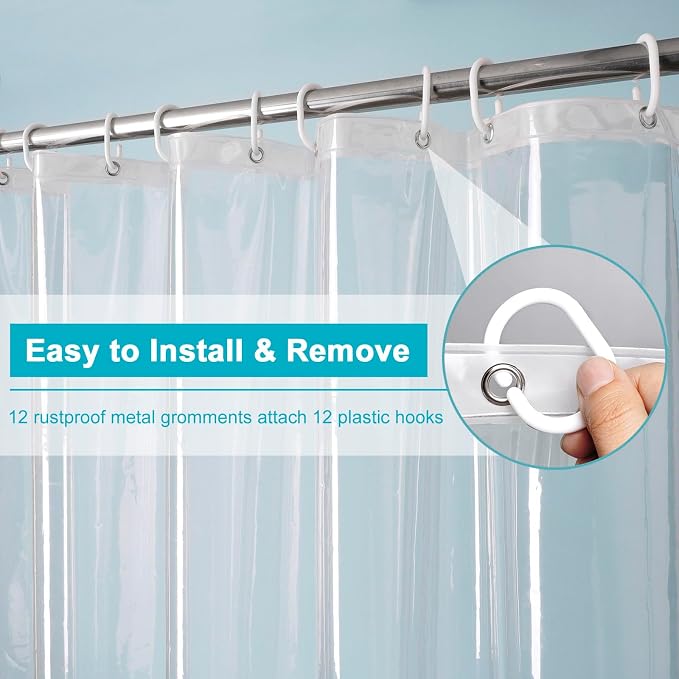 EurCross Heavy Duty Clear Shower Curtain Liner - Image 2