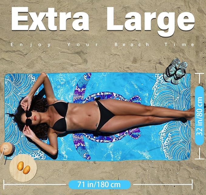 2 Pack Microfiber Lightweight Beach Towel Sand Free Quick Dry Absorbent Thin - Image 2