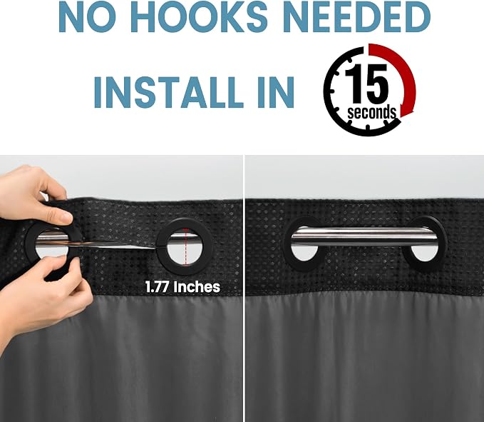 Long No Hook Shower Curtain - Image 3
