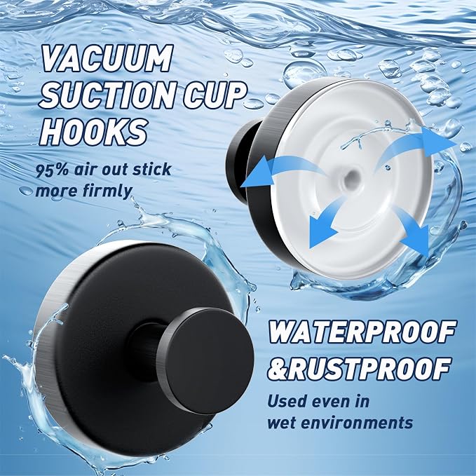 Suction Cup Hooks for Shower, Removable Suction Hooks for Bathroom Shower Wall - Image 5