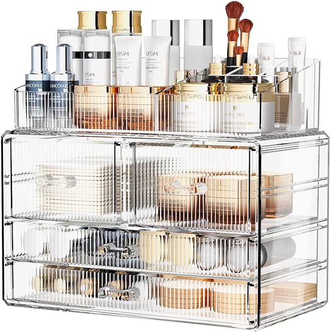 ZHIAI Stackable Storage Drawers, Acrylic Bathroom Counter Organizer Clear - Image 7