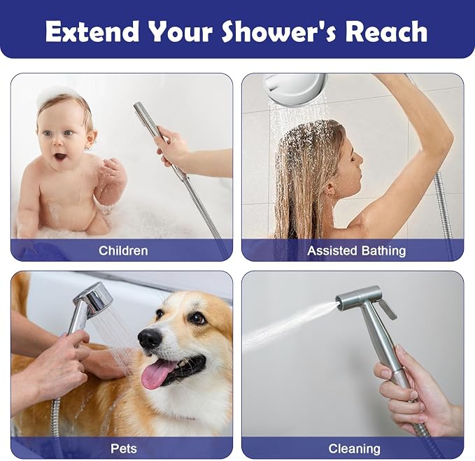 59" Brushed Nickel Shower Hose Replacement Handheld Kink Free Stainless Steel - Image 6