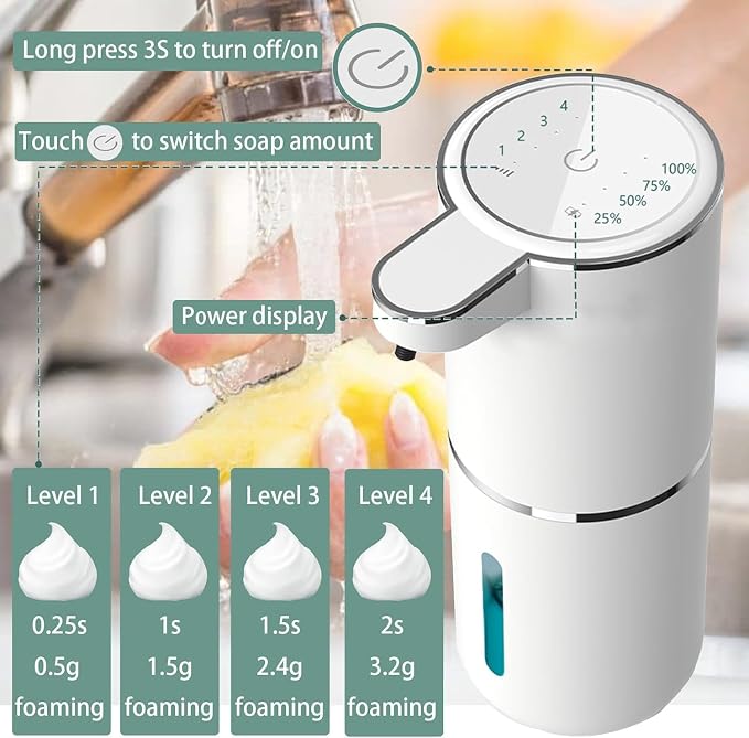 2Pack Automatic Soap Dispenser – Touchless Foaming Soap Dispenser 400ml USB - Image 2