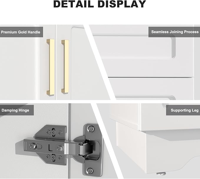 Bathroom Vanity with Ceramic Sink, Bathroom Vanity Cabinet with 2 Doors - Image 4
