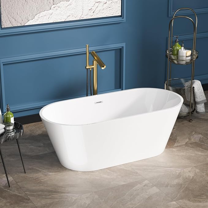 Sarlai 63 Inch Acrylic Freestanding Soaking Bathtub Contemporary Soaking White - Image 2