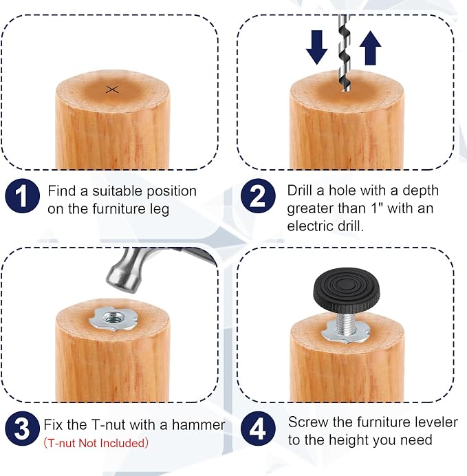 M8 Thread Levelers, Screw in Leveling Feet - Image 5