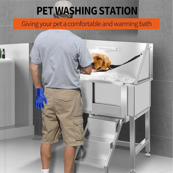 38" Professional Stainless Steel Dog Bathing Station - Image 5