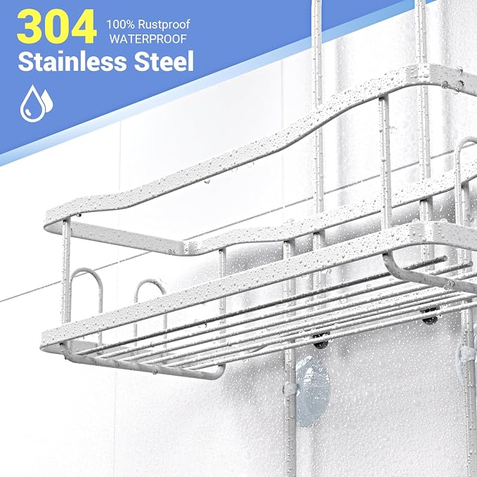 Hanging Shower Caddy Bathroom Organizer: Rustproof Shower Shelf Racks Over - Image 3