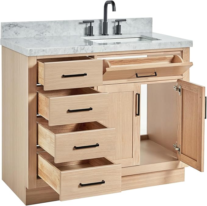 ARIEL Hepburn 43" Inch Oak Single Bathroom Vanity - Image 6
