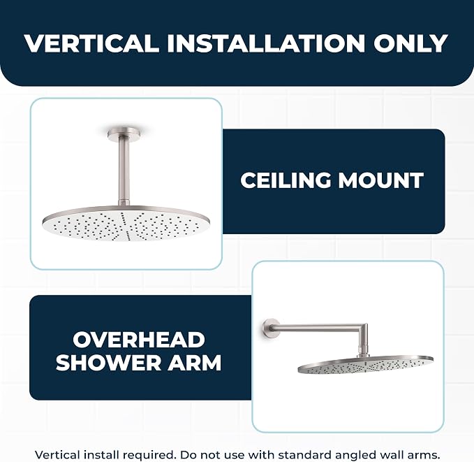 HammerHead Showers® Solid Metal 12 Inch Rainfall Shower Head, Large Rain Shower - Image 5
