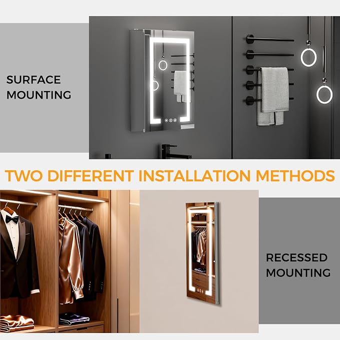 LED Bathroom Mirror 20 * 26 Stepless Dimmable Wall Mirrors - Image 5