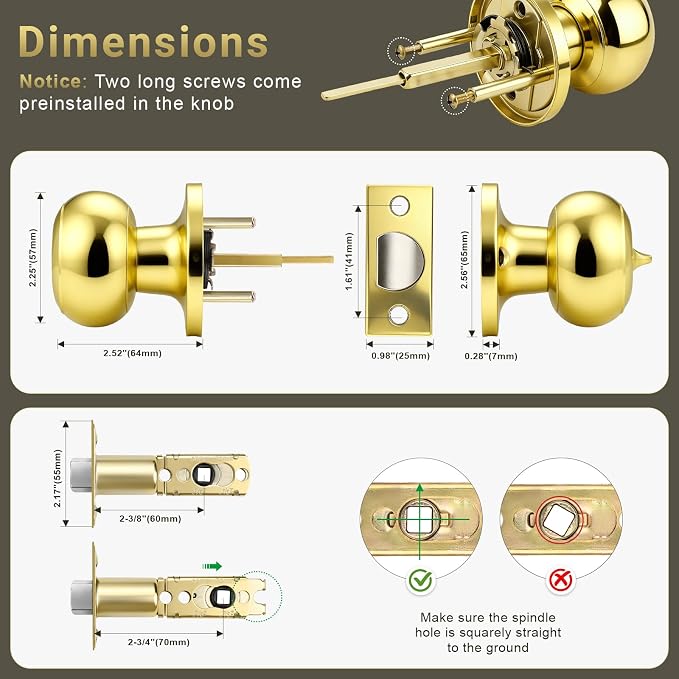 KNOBWELL 6 Pack Privacy Door Knob - Image 3