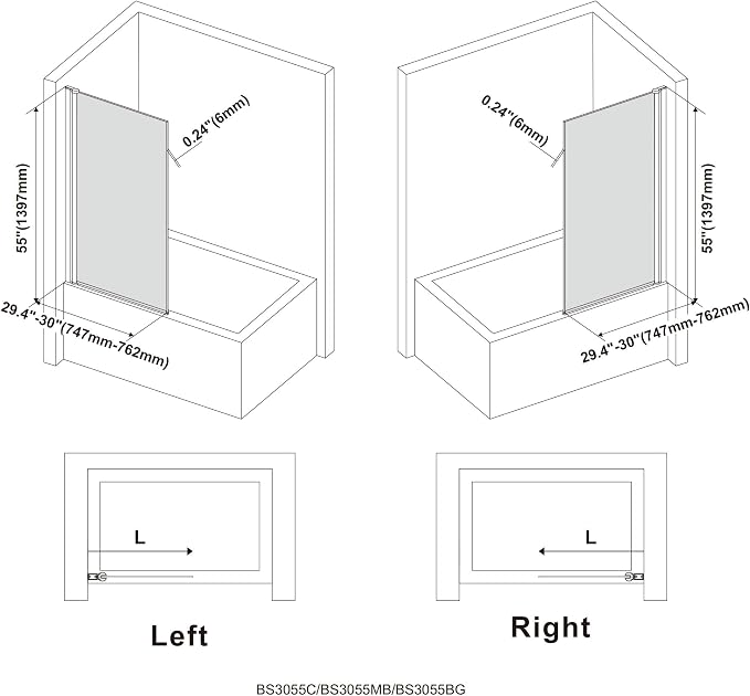 Frameless Tub Shower Door, Hinged Foldable Bathtub Screen - Image 6