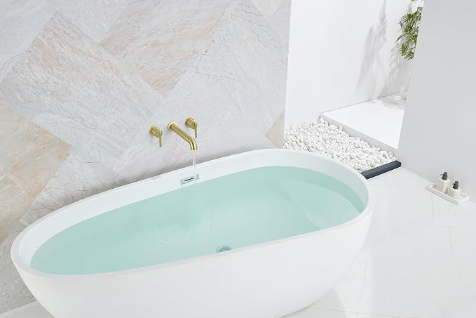 SITGES Solid Brass Wall Mount Tub Filler, High-End Design, High Flow Bathtub - Image 5