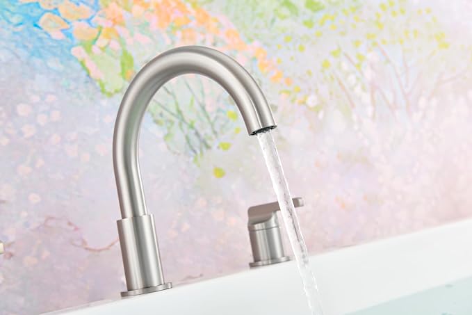 SITGES Brushed Nickel High-Arc Bathtub Faucet, Solid Brass, 2-Handle Deck Mount - Image 5