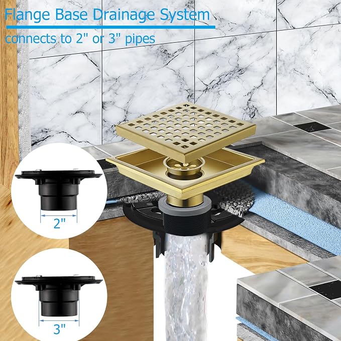 6 Inch Square Shower Floor Drain - Image 4