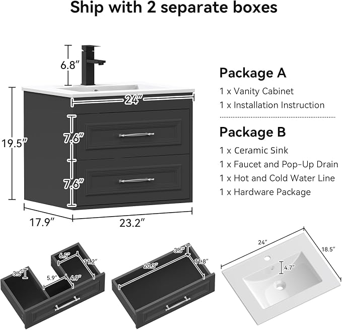YOURLITE 24" Floating Bathroom Vanity - Image 2