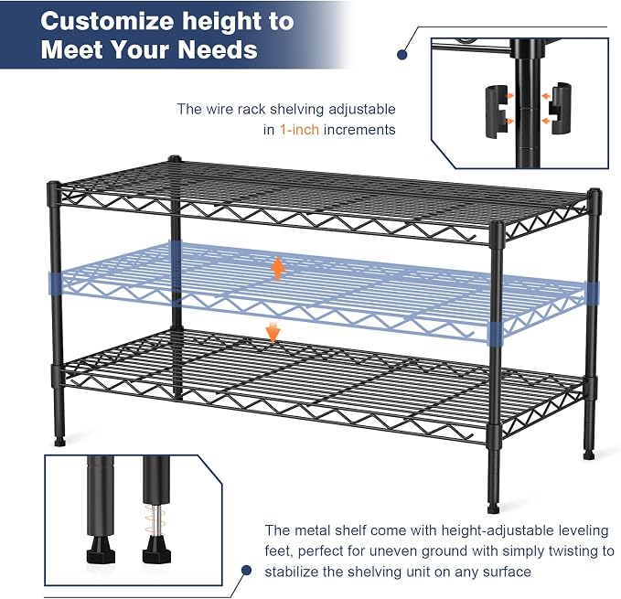 2-Tier Wire Shelving Unit, Wire Shelves Rack - Image 7