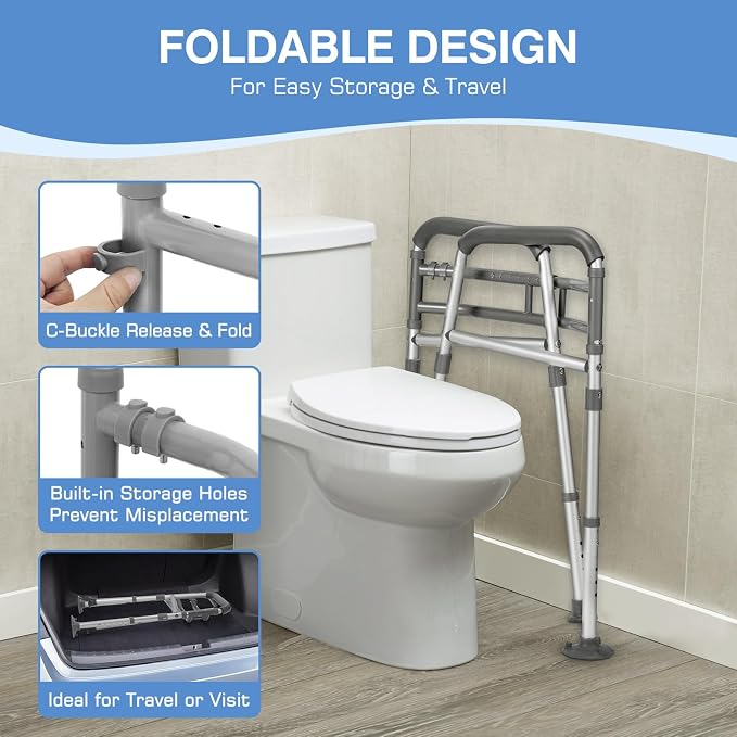 TABEKE Toilet Safety Rails for Seniors, Adjustable Height & Width Toilet Safety - Image 5