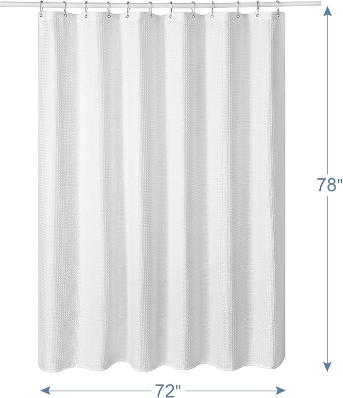 AmazerBath 78 Inch Shower Curtain Fabric, Waffle Shower Curtain 72x78 Inches - Image 8
