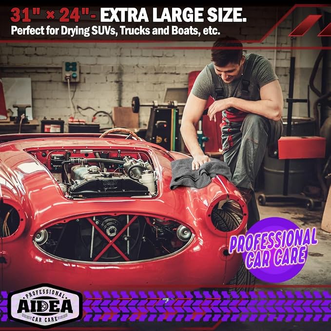 AIDEA Microfiber Towels for Cars-2PK, Large Professional Car Drying Towel - Image 3