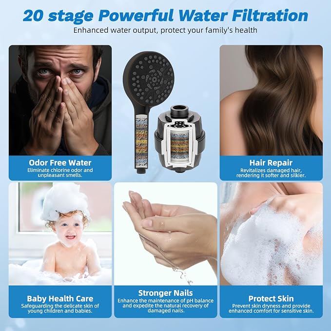 Hibbent Dual Filter All Metal 10"Rainfall Showerhead Combo, High Pressure - Image 5