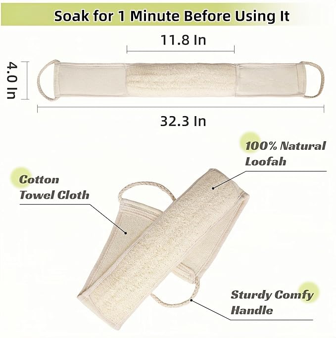 Natural Loofah Sponge Back Scrubber - Image 5