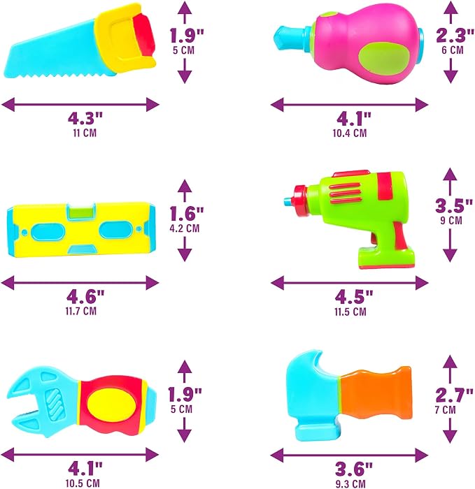 Tub Works® Tools™ Mold Free Bath Toys, 6 Pack | Sealed, No Hole Bath Toys - Image 8