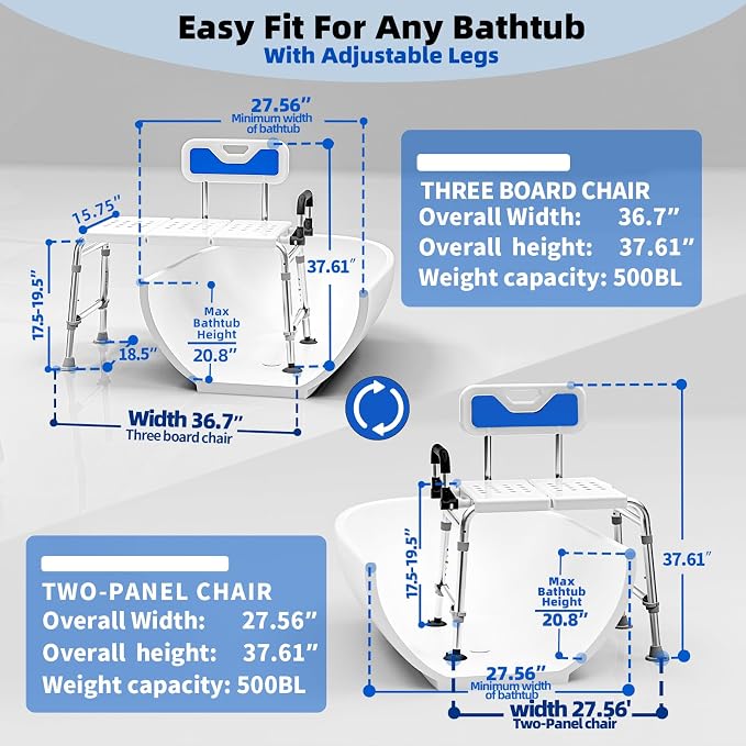 Heavy Duty Width Adjustable Bath Tub Transfer Shower Bench - Image 9