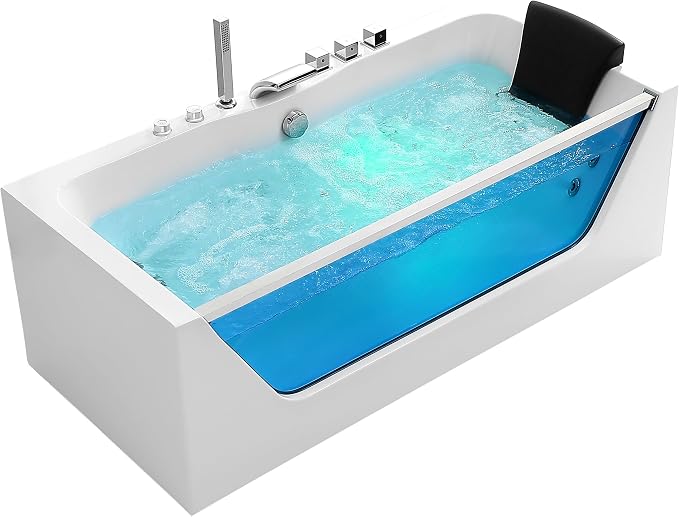 Empava 67" x 30" Whirlpool Tub, 750W Acrylic Jetted Bathtub by Empava