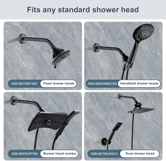 BRIGHT SHOWERS Shower Arm with Flange 10 Inches Solid Brass Shower Head - Image 5