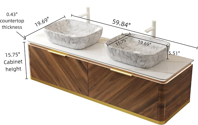 60” Floating Double Sink Bathroom Vanity - Image 2