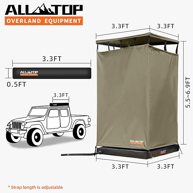 ALL-TOP Awning Shower Room w/Foldable Floor Mat, 3.3ft x 3.3ft, Privacy Shelter - Image 6