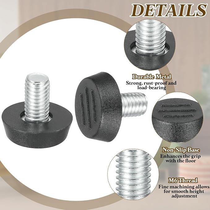PATIKIL 10 Pcs M8 x 13mm Thread Adjustable Furniture Levelers, Furniture Feet - Image 3