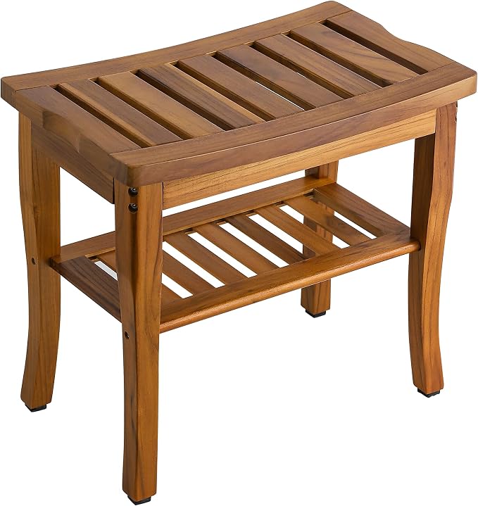 VaeFae Teak Shower Bench, Spa Bath Shower Stool by VaeFaeDirect